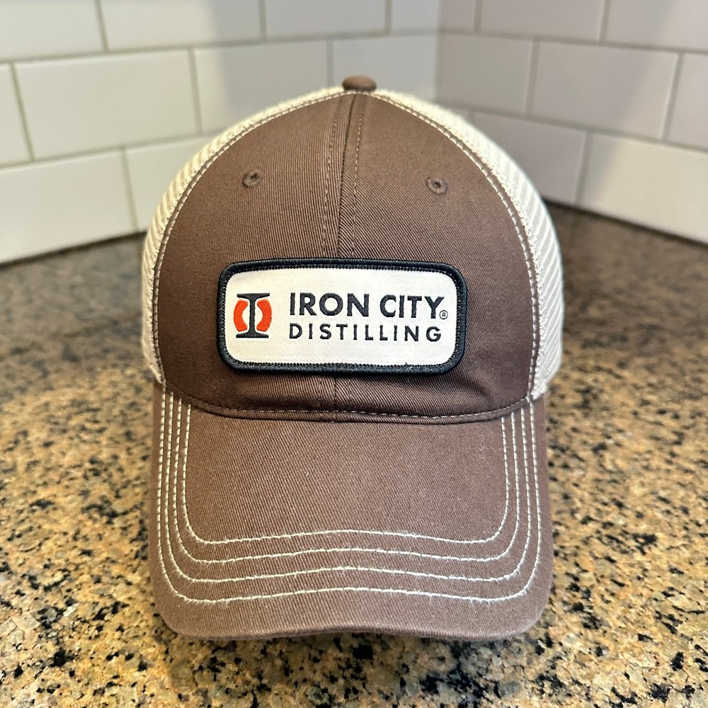 Iron City Distilling Richardson 111 Trucker Hat Mens MD/LG Brown Cotton Blend